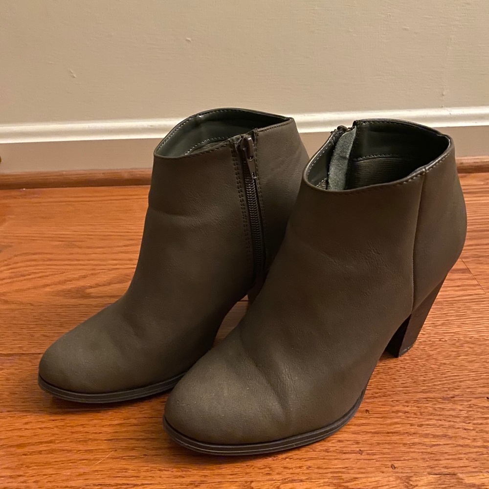 Olive Green and Gray Color Blend Booties